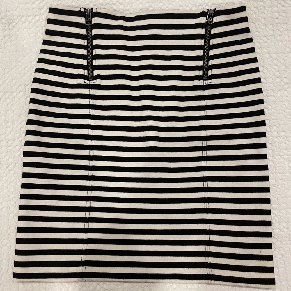 Sunday best black and white striped mini skirt